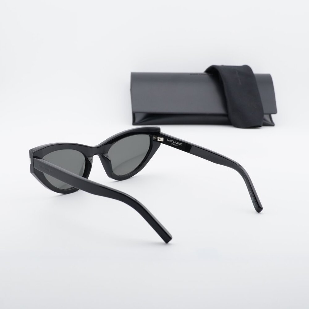 Saint Laurent SL215 GRACE 001 Cat Eye Sunglasses - Black/Grey - Picture 10 of 10